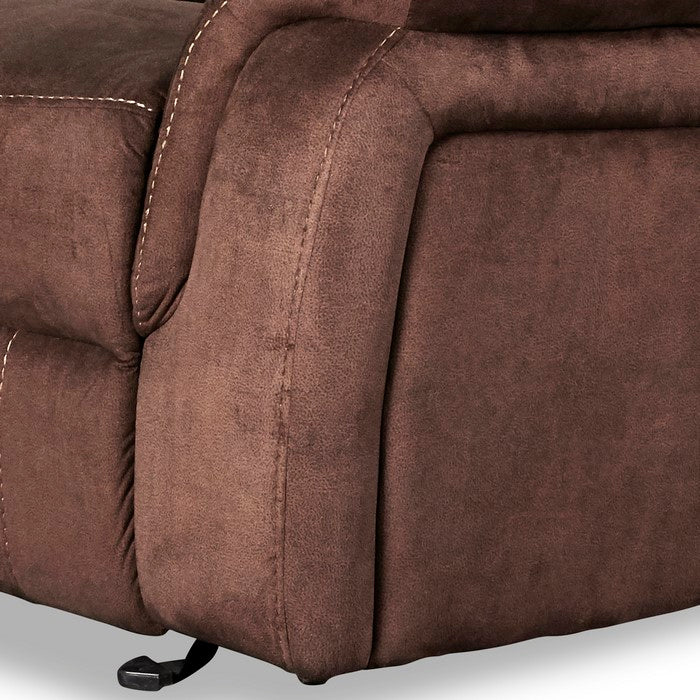 Contemporary Fabric Upholstered Glider Recliner with Stitched Details,Brown