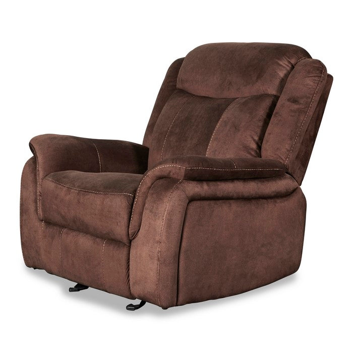 Contemporary Fabric Upholstered Glider Recliner with Stitched Details,Brown