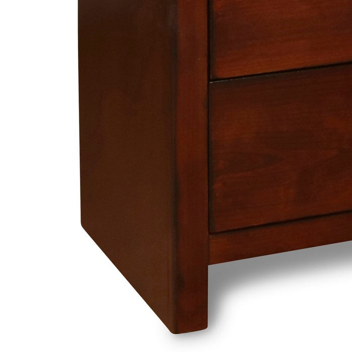 Transitional Style 5 Drawer Wood Chest with Bar Handles, Cherry Brown