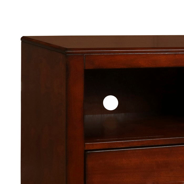 Transitional Style 4 Drawer Wood Media Chest with Open Storage,Cherry Brown