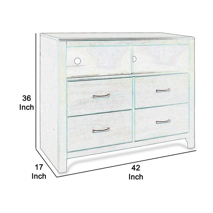 Transitional Style 4 Drawer Wood Media Chest with Open Storage,Cherry Brown