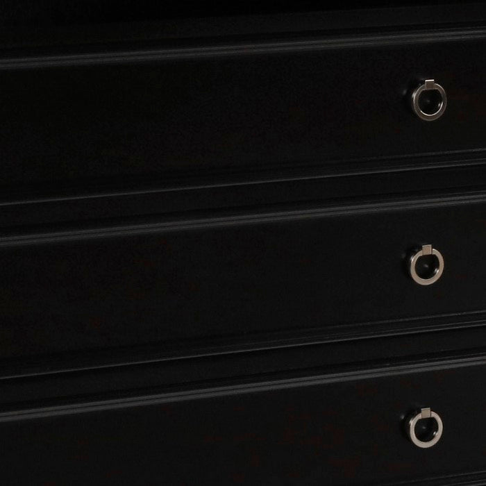 Transitional Style 3 Drawer Wood Media Chest with Open Compartment, Black