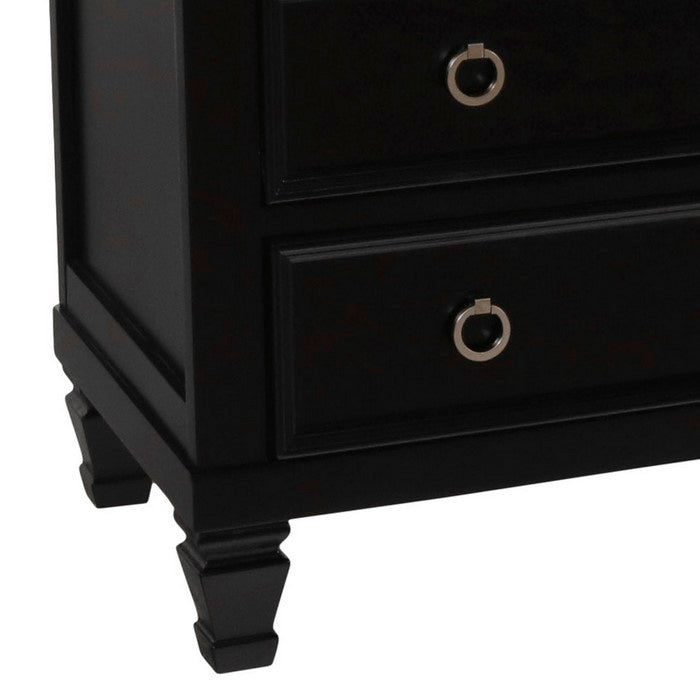 Transitional Style 3 Drawer Wood Media Chest with Open Compartment, Black