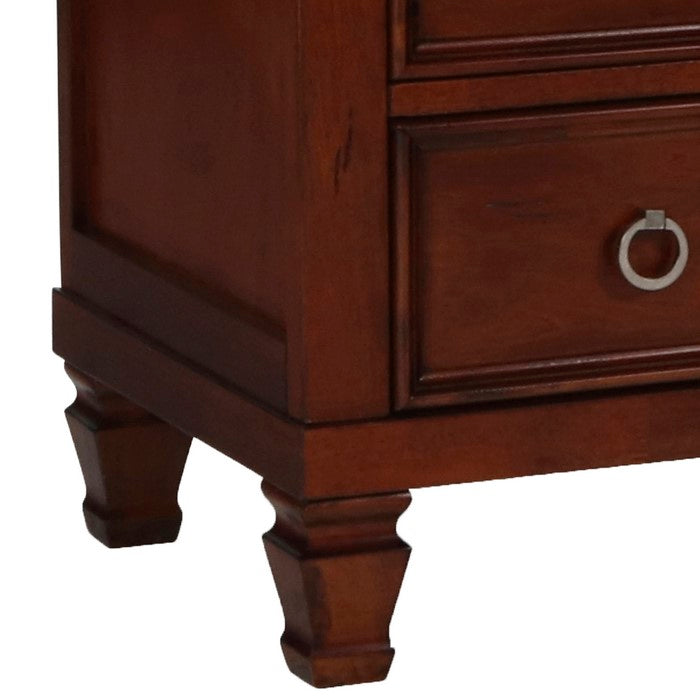 Transitional Style 3 Drawer Wood Media Chest with Open Compartment, Brown