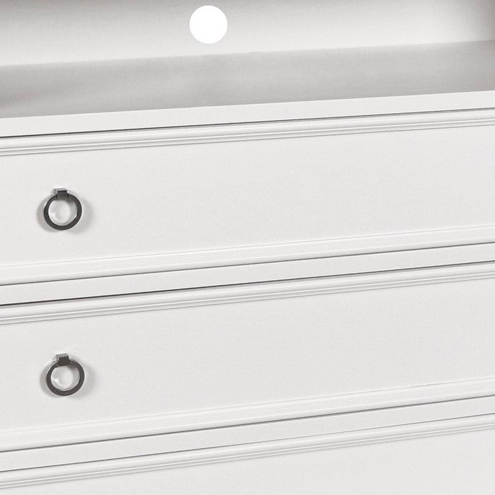 Transitional Style 3 Drawer Wood Media Chest with Open Compartment, White