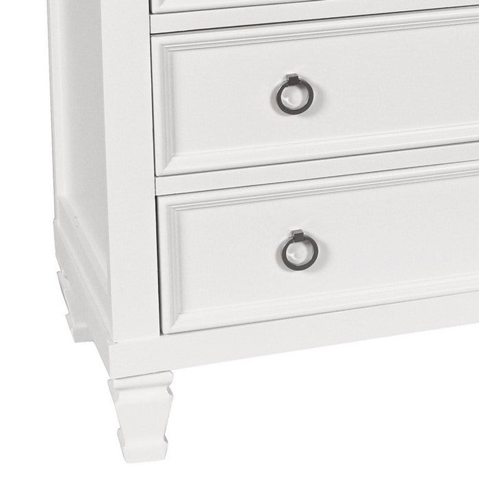 Transitional Style 3 Drawer Wood Media Chest with Open Compartment, White