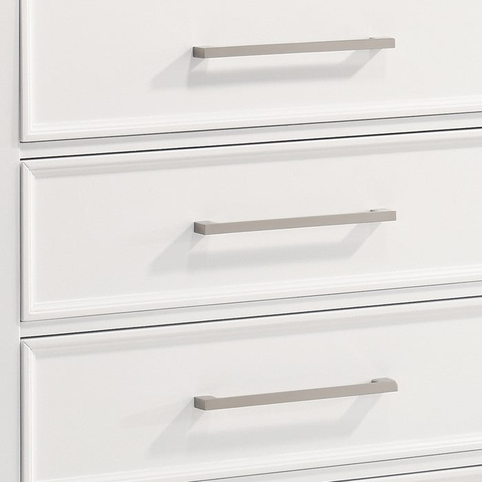Transitional 5 Drawer Wood Chest with Molded Details, White