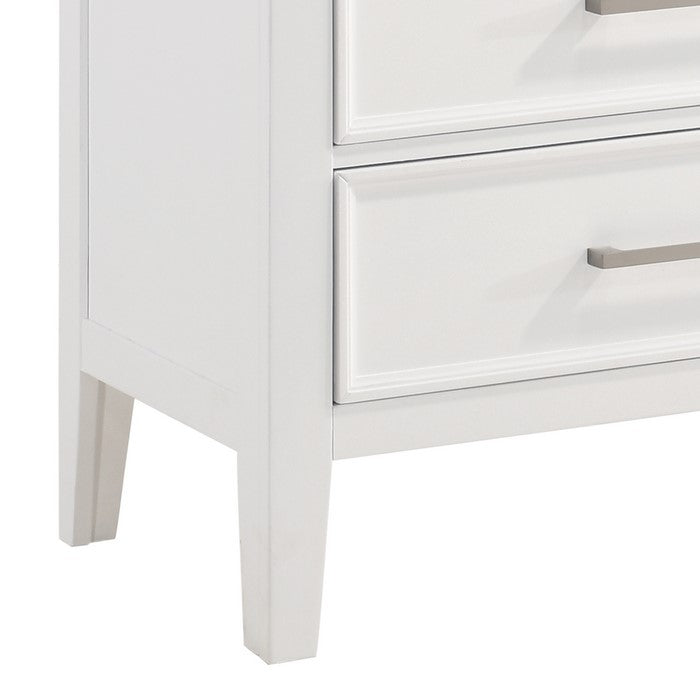 Transitional 5 Drawer Wood Chest with Molded Details, White