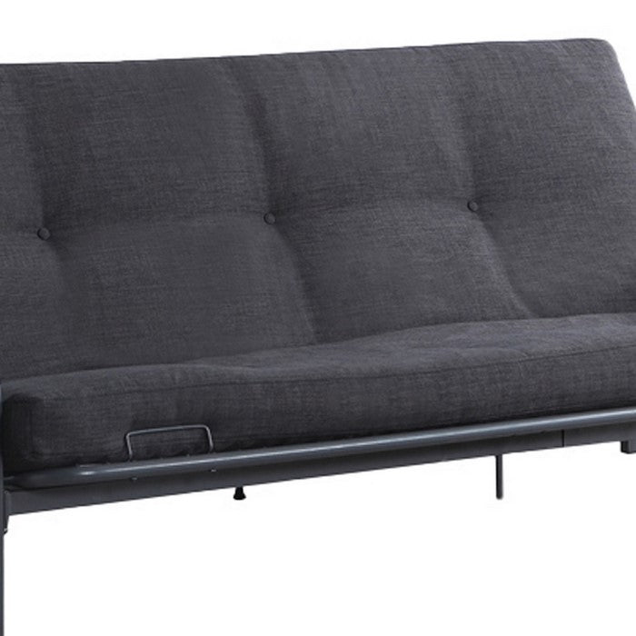 Fabric Upholstered Button Tufted Futon with Metal Frame, Gray