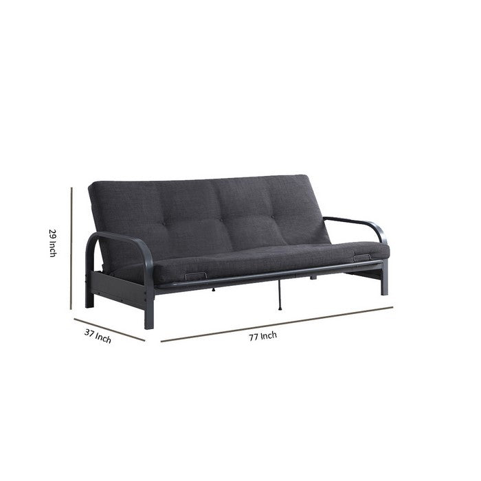 Fabric Upholstered Button Tufted Futon with Metal Frame, Gray