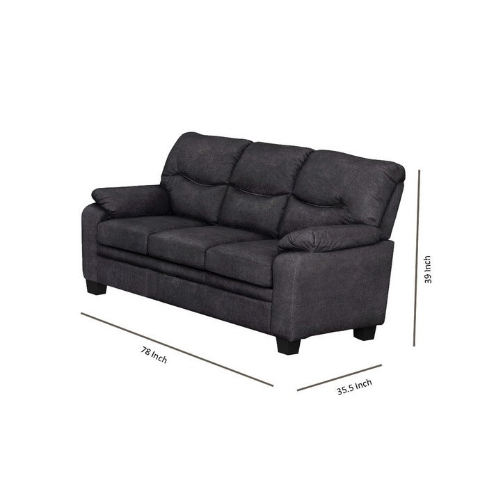 Fabric Upholstered Sofa with Pillow Top Armrests and Padded Seating, Gray