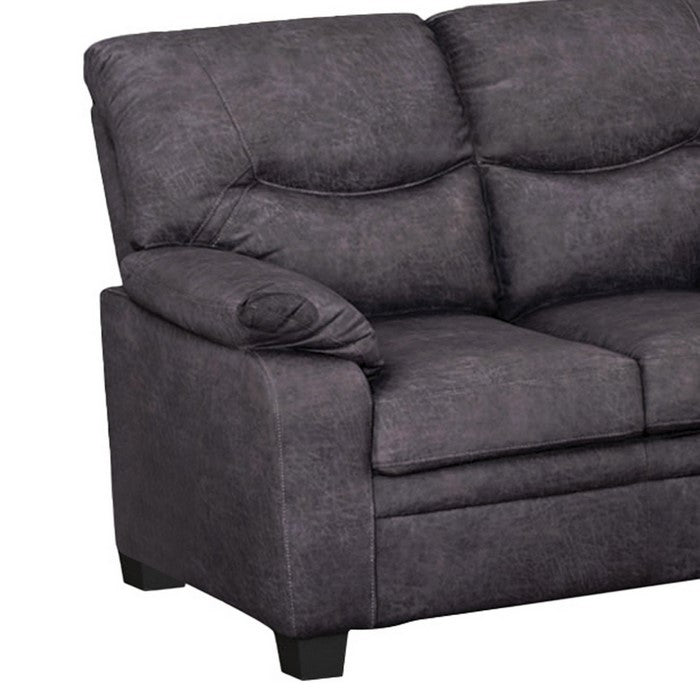 Fabric Upholstered Loveseat with Pillow Top Armrests and Padded Seat, Gray