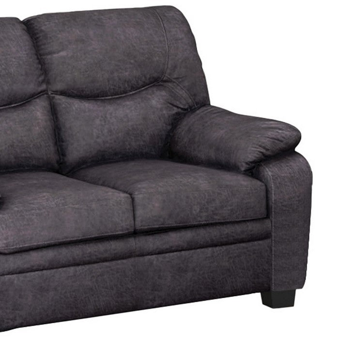Fabric Upholstered Loveseat with Pillow Top Armrests and Padded Seat, Gray