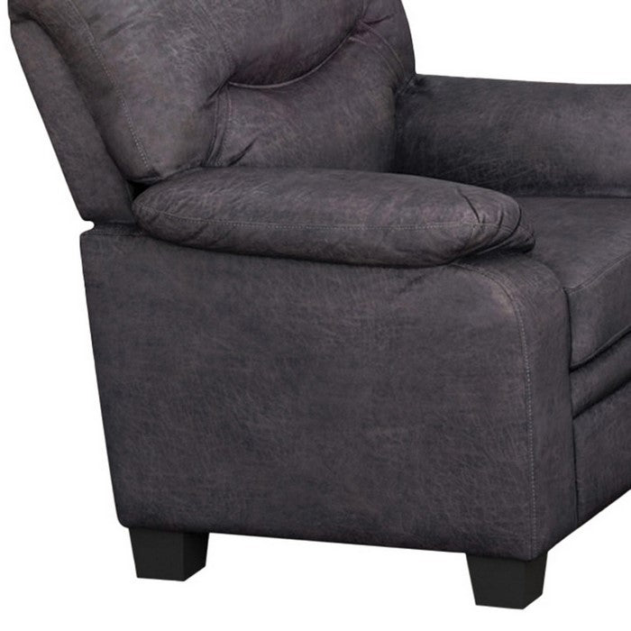 Fabric Upholstered Chair with Pillow Top Armrests and Padded Seating, Gray