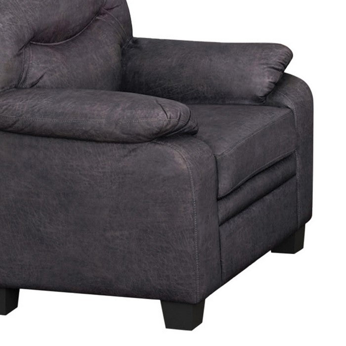 Fabric Upholstered Chair with Pillow Top Armrests and Padded Seating, Gray