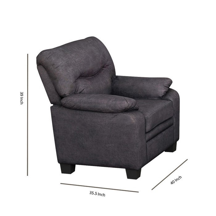 Fabric Upholstered Chair with Pillow Top Armrests and Padded Seating, Gray