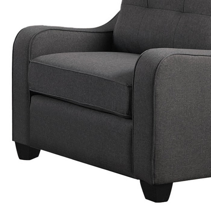 Fabric Upholstered Chair with Sloped Armrests and Tapered Block Legs, Gray