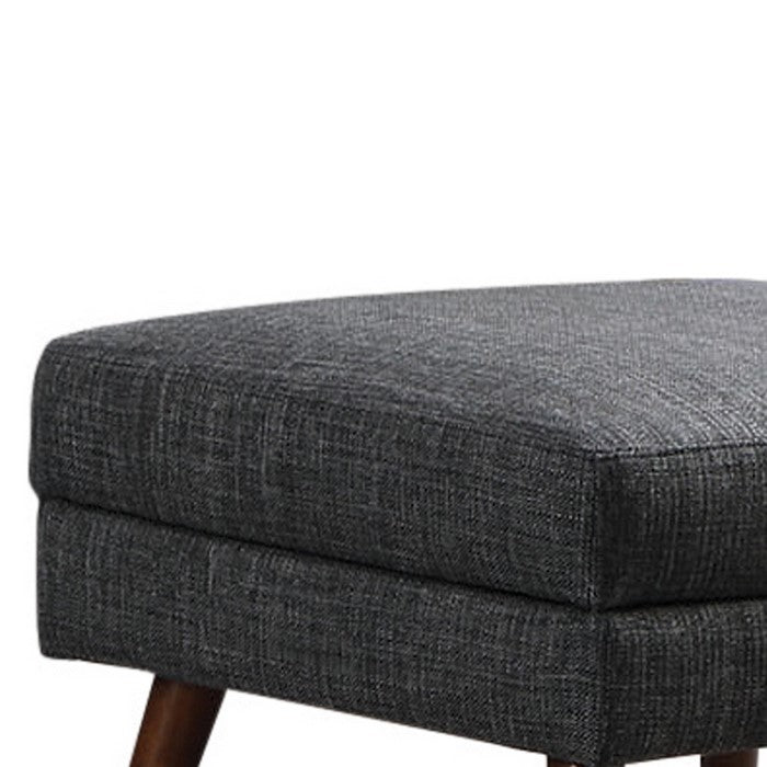 Fabric Upholstered Rectangular Ottoman with Round Angled Legs, Gray