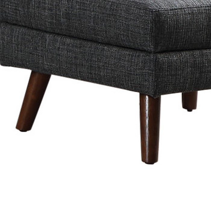 Fabric Upholstered Rectangular Ottoman with Round Angled Legs, Gray