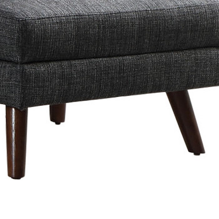 Fabric Upholstered Rectangular Ottoman with Round Angled Legs, Gray