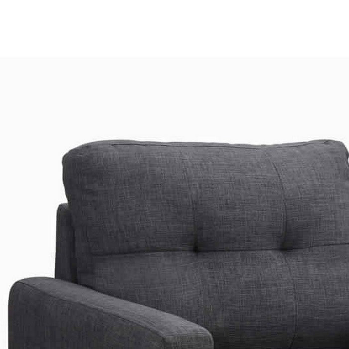 Fabric Upholstered Button Tufted Chair with Track Armrests, Gray