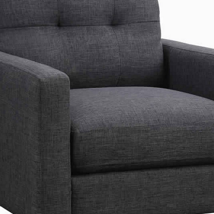 Fabric Upholstered Button Tufted Chair with Track Armrests, Gray