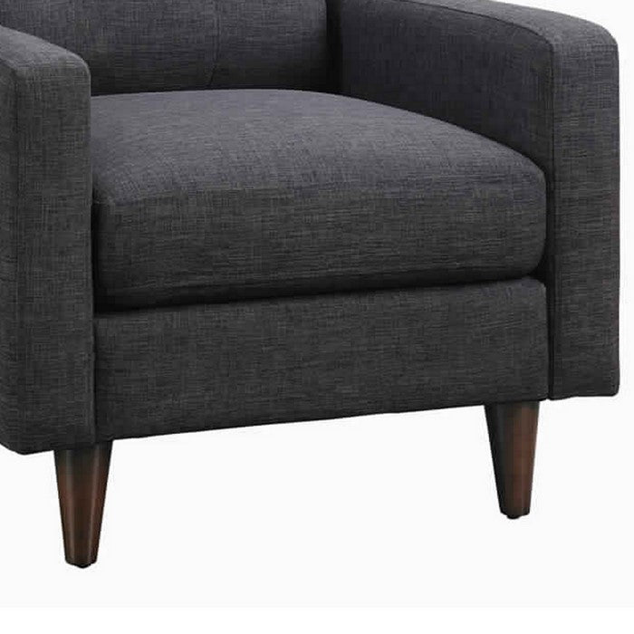 Fabric Upholstered Button Tufted Chair with Track Armrests, Gray