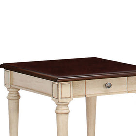 1 Drawer Wooden End Table with Turned Legs, Brown and Antique White