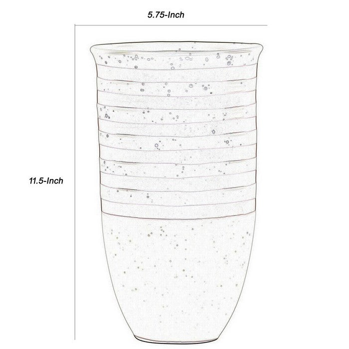 Striped Ceramic Vase with Speckle Body Design, Set of 2, Small, Multicolor
