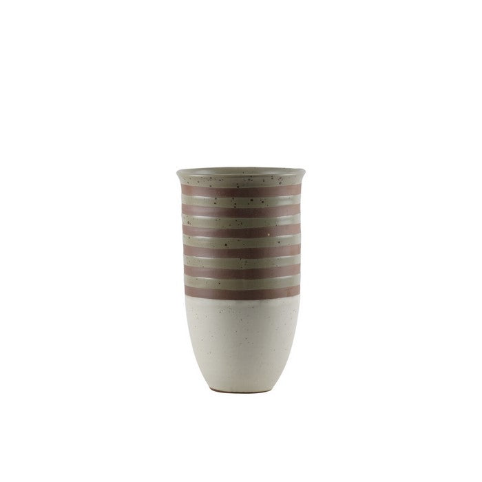Striped Ceramic Vase with Speckle Body Design, Set of 2, Small, Multicolor