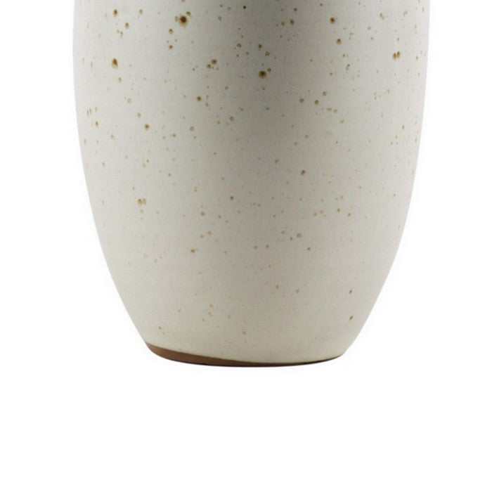 Striped Ceramic Vase with Speckle Body Design, Set of 2, Small, Off White