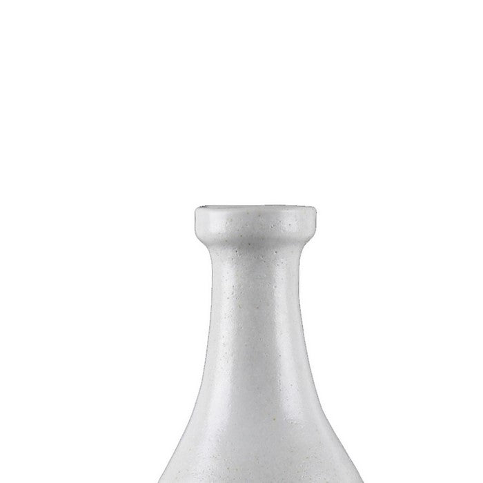 Round Ceramic Vase with Long Neck, Set of 2, White
