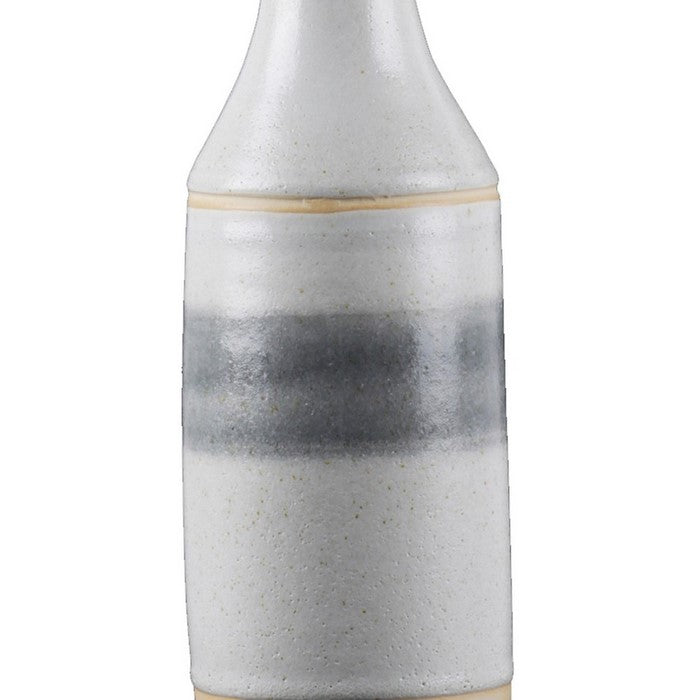 Round Ceramic Vase with Long Neck, Set of 2, White