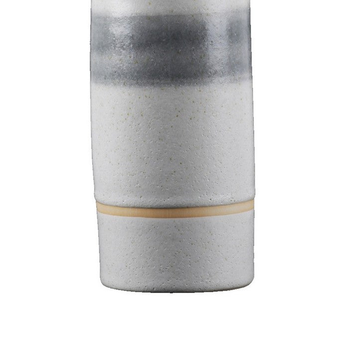 Round Ceramic Vase with Long Neck, Set of 2, White