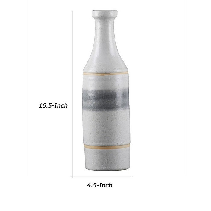 Round Ceramic Vase with Long Neck, Set of 2, White