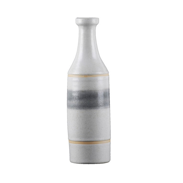 Round Ceramic Vase with Long Neck, Set of 2, White