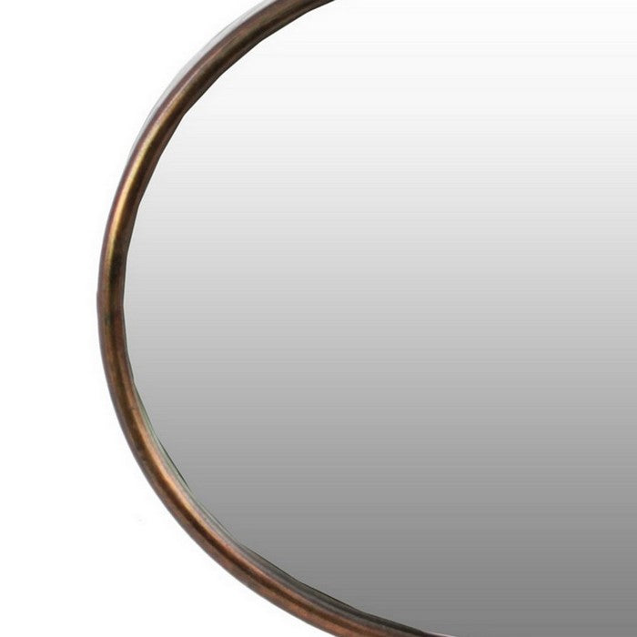 Oval Wall Mirror with Metal Rim and Rope Hanger, Set of 2, Bronze