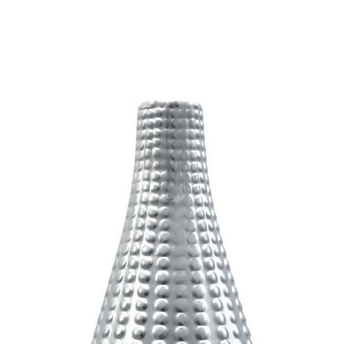 Round Bellied Vase with Vertical Dotted Design, Set of 2, Silver
