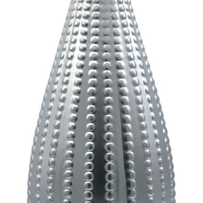 Round Bellied Vase with Vertical Dotted Design, Set of 2, Silver