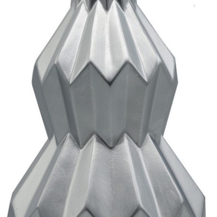 Round Vase with Bellied and Embossed Spike Patterned Body, Set of 2, Silver