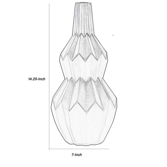 Round Vase with Bellied and Embossed Spike Patterned Body, Set of 2, Silver