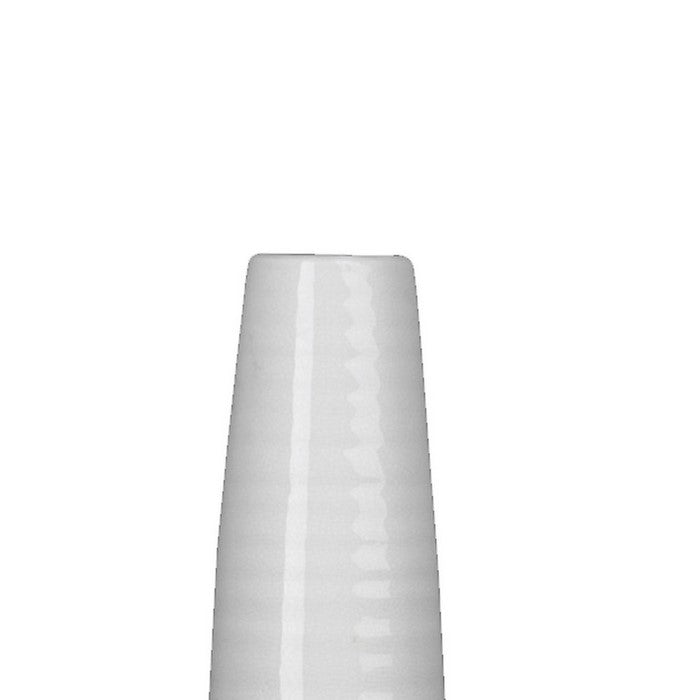 Tall Round Vase with Ribbed Pattern, Set of 2, White and Brown