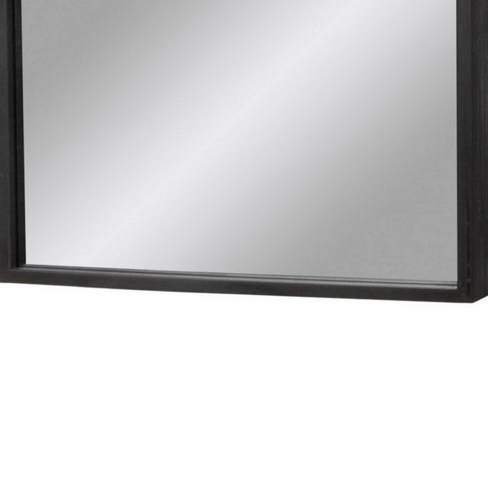Rectangle Wall Mirror with Metal Rim and Rope Hanger, Set of 2, Black