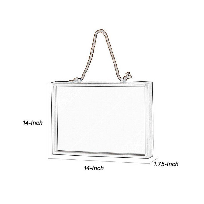 Rectangle Wall Mirror with Metal Rim and Rope Hanger, Set of 2, Black