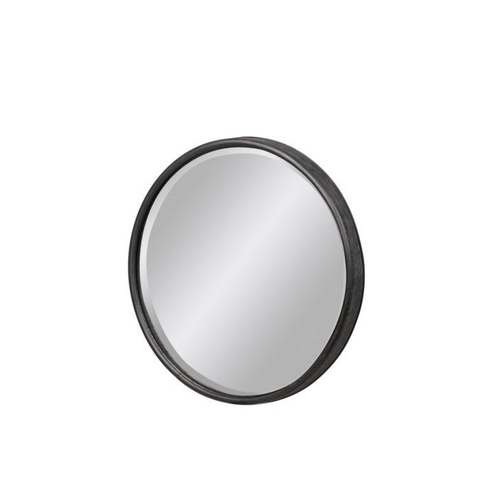 Round Wall Mirror with Tarnished Design and Keyhole Hanger, Set of 2, Black