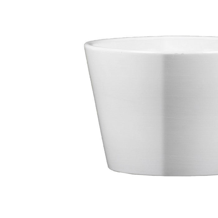 Ceramic Round Gloss Pot with Tapered Bottom, Set of 2, White