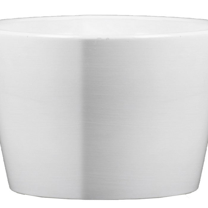 Ceramic Round Gloss Pot with Tapered Bottom, Set of 2, White