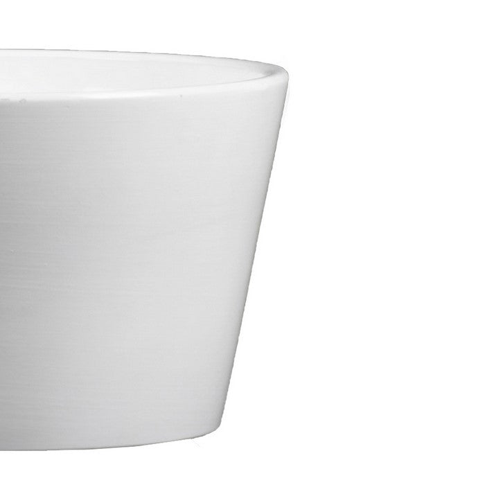 Ceramic Round Gloss Pot with Tapered Bottom, Set of 2, White