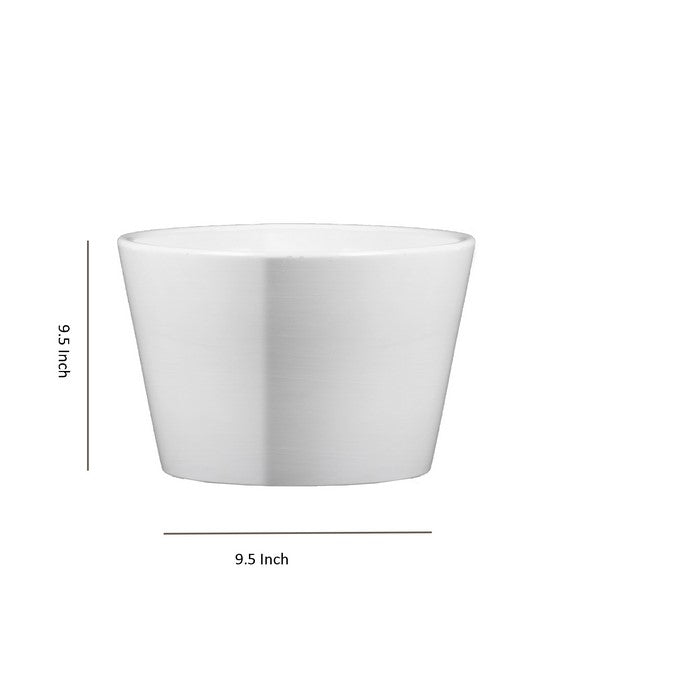 Ceramic Round Gloss Pot with Tapered Bottom, Set of 2, White