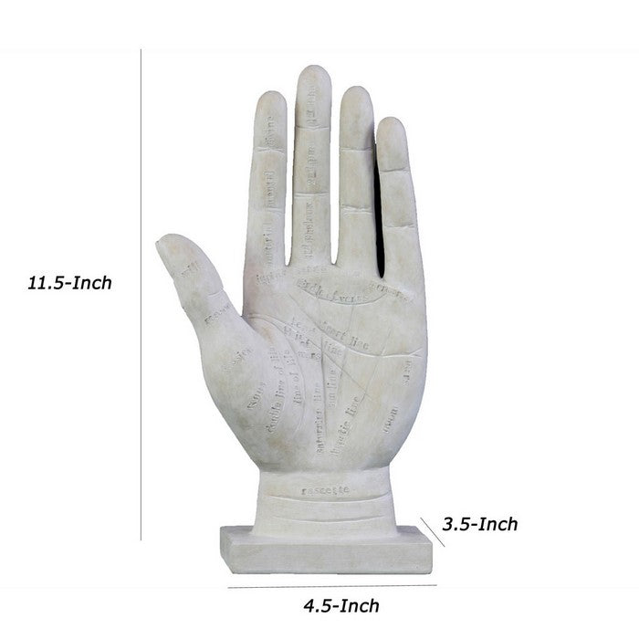 Polyresin Palmistry Hand Sculpture with Engraved Labels, Set of 2, White